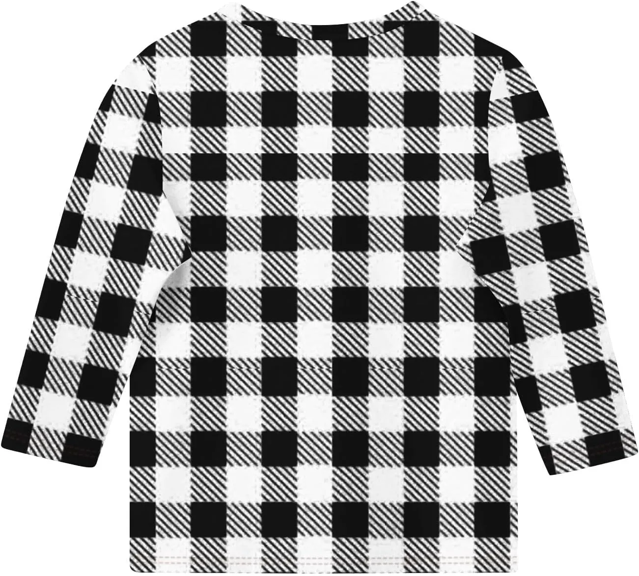 3/4 Length Sleeve Girls Tops Cute Plaid Print Tees Basic Crewneck Tops Trendy Blouses Back to School Outfits for Girls