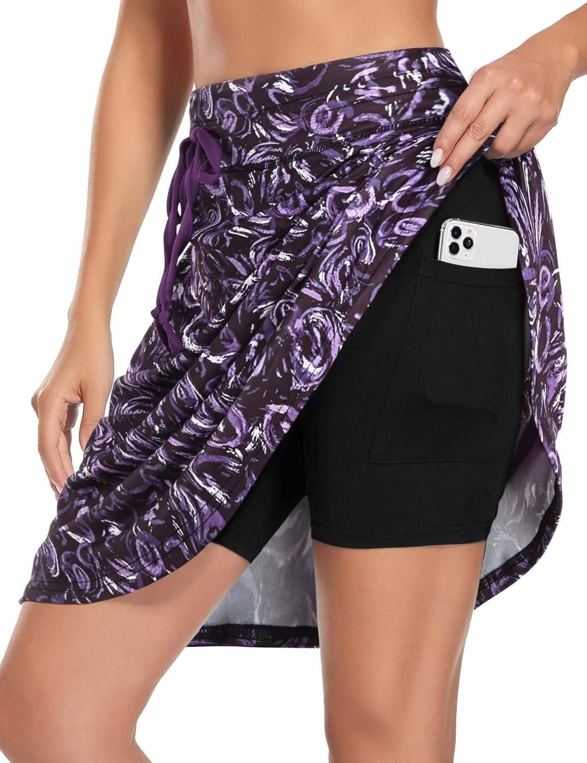 BLEVONH Women's Golf Skirt 20" Knee Length Skorts Skirts Drawstring Waist Tennis Skirts with Pockets