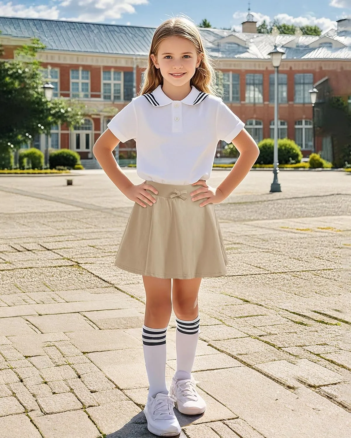 BOOPH Girls Skirts Kids Casual Mini Skorts Toddler Athletic Uniform Skirts with Pockets