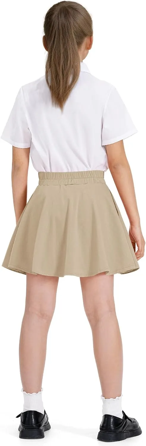BOOPH Girls Skirts Kids Casual Mini Skorts Toddler Athletic Uniform Skirts with Pockets