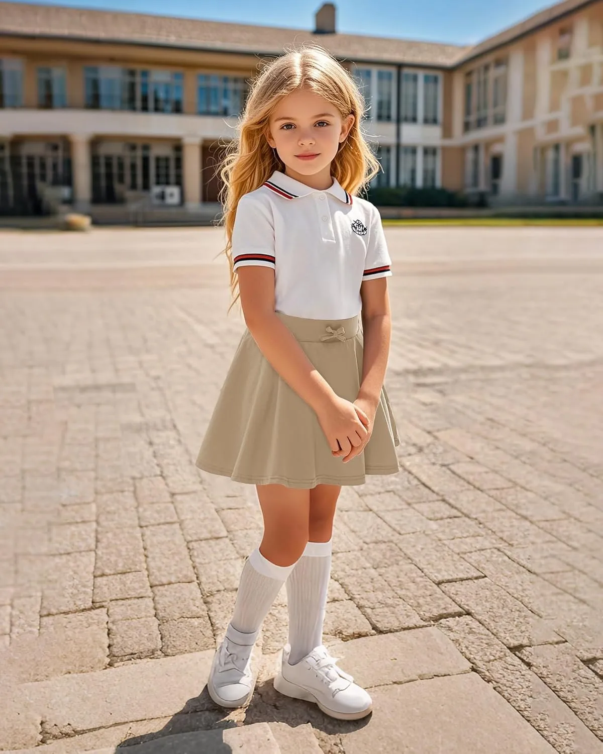 BOOPH Girls Skirts Kids Casual Mini Skorts Toddler Athletic Uniform Skirts with Pockets
