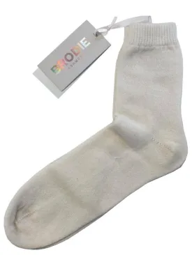 Brodie T Cashmere Comfy Loungewear Socks Organic White