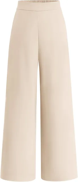 BTFBM Womens Wide Leg Pants Dressy Casual Elastic High Waisted Palazzo Business Lounge Trousers with Pockets