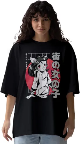City Girl Trendy Oversized T-Shirts for Women, Cotton T-Shirts, Perfect for Casual Wear & Gifting | WB.6.35