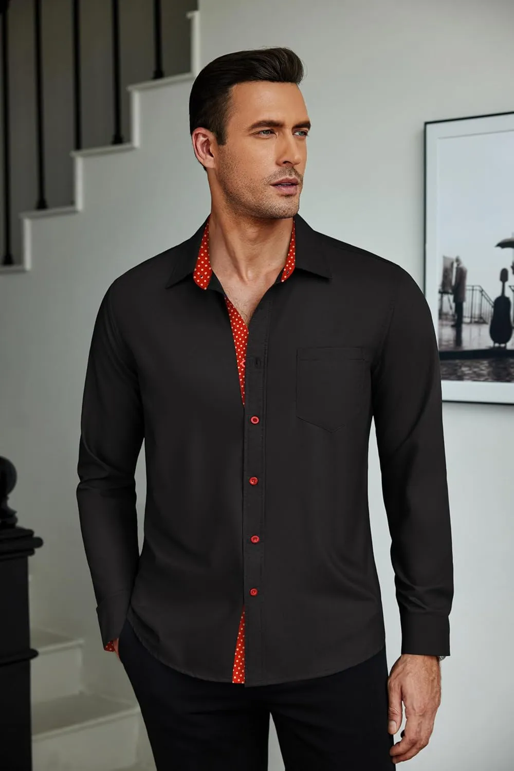 COOFANDY Mens Dress Shirts Long Sleeve Button Down Shirts Untucked Wrinkle-Free Business Casual Shirts