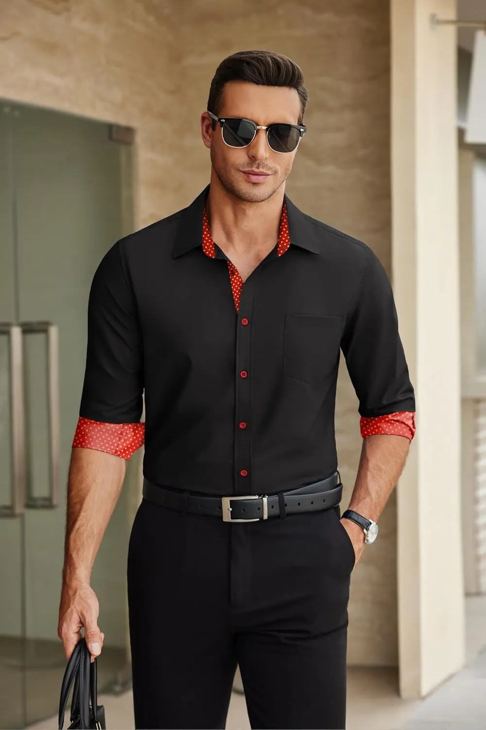 COOFANDY Mens Dress Shirts Long Sleeve Button Down Shirts Untucked Wrinkle-Free Business Casual Shirts