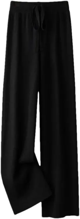 DBFBDTU Women Knit Thick Loose Pants Solid Wide Leg Soft Trousers Business Casual Warm Pants