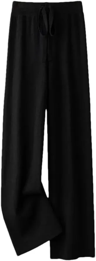 DBFBDTU Women Knit Thick Loose Pants Solid Wide Leg Soft Trousers Business Casual Warm Pants