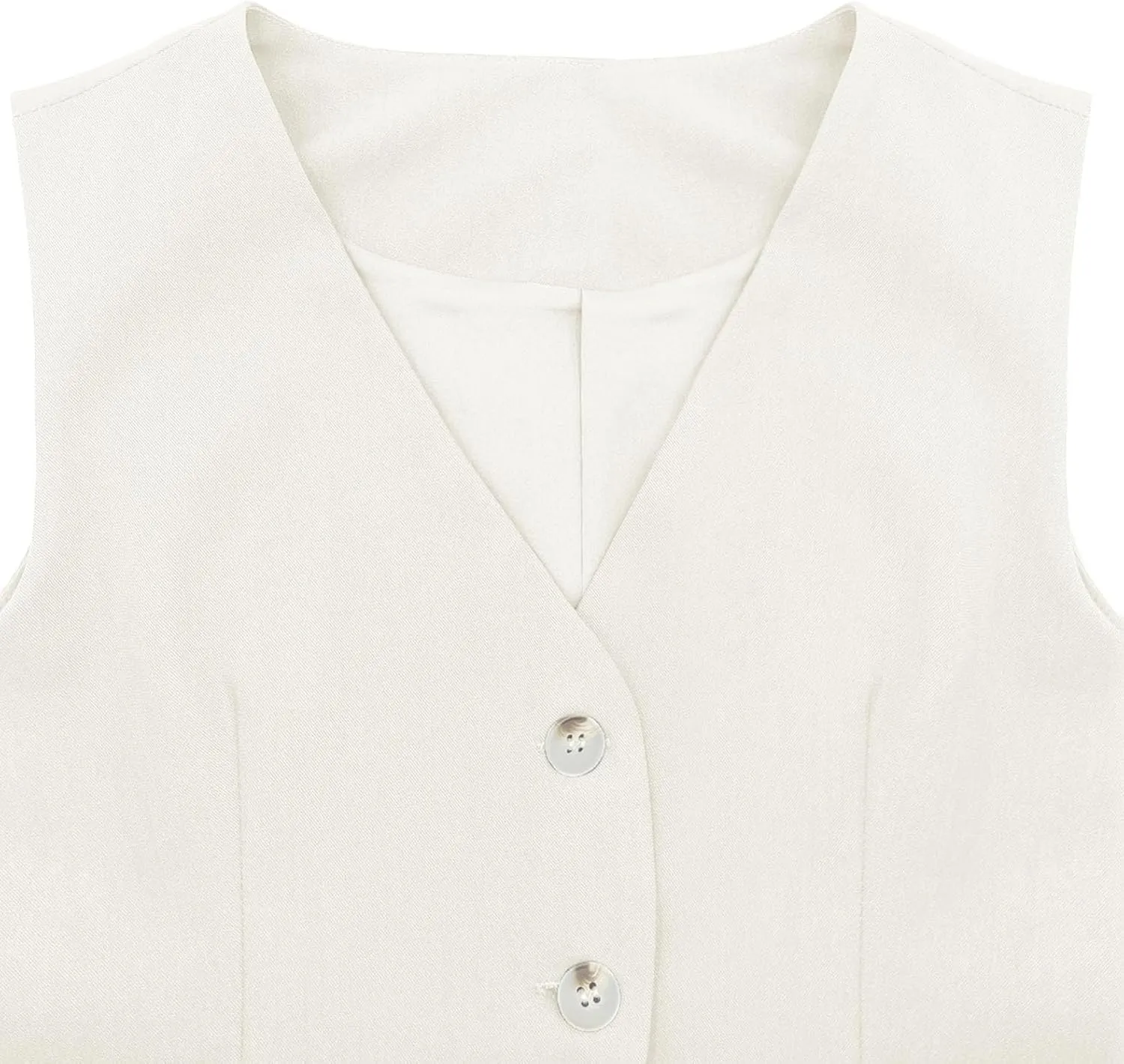 Fallorchid Womens Business Button Sleeveless V Neck Vest Fully Lined Suit Jacket Waistcoat