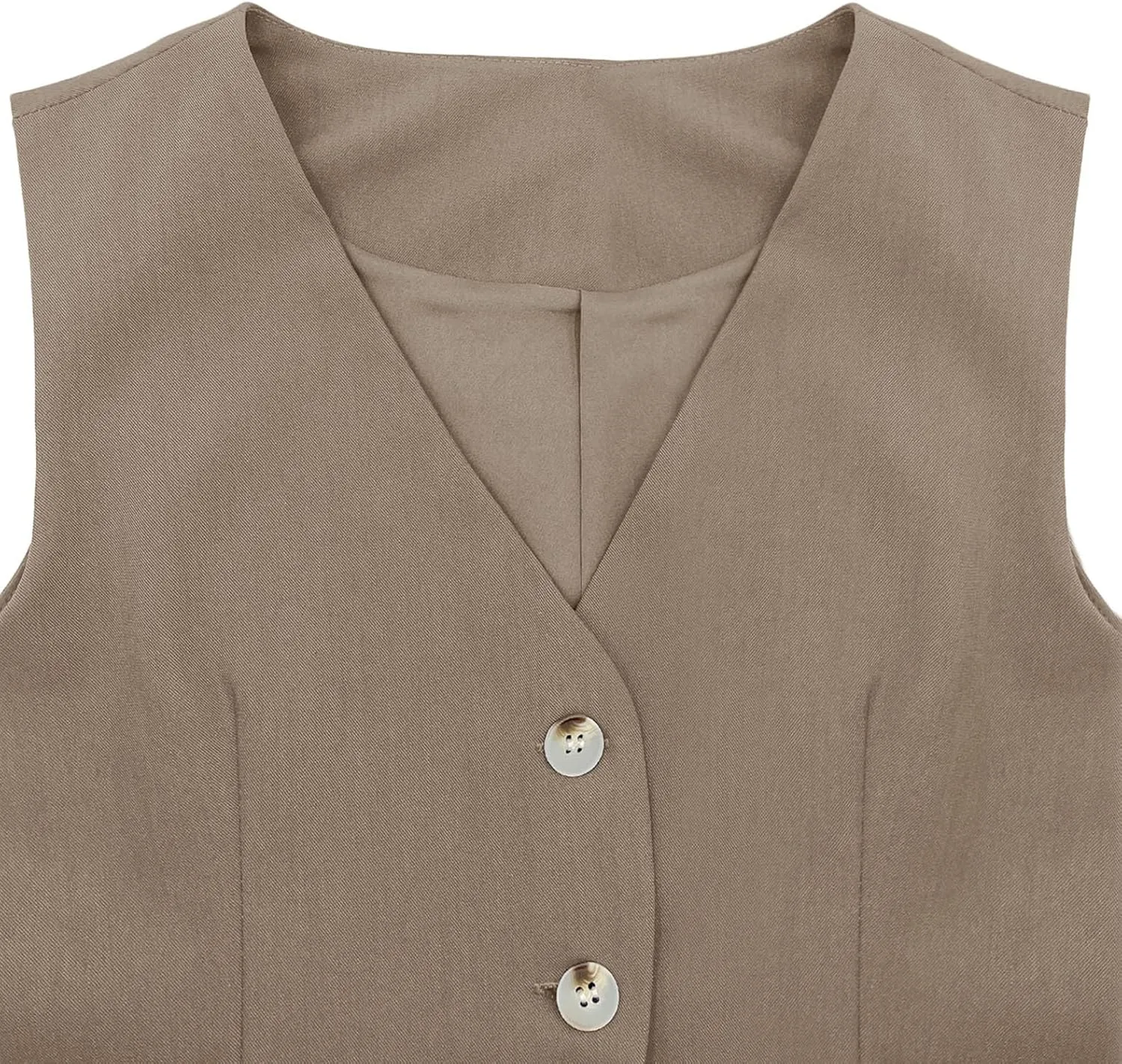 Fallorchid Womens Business Button Sleeveless V Neck Vest Fully Lined Suit Jacket Waistcoat