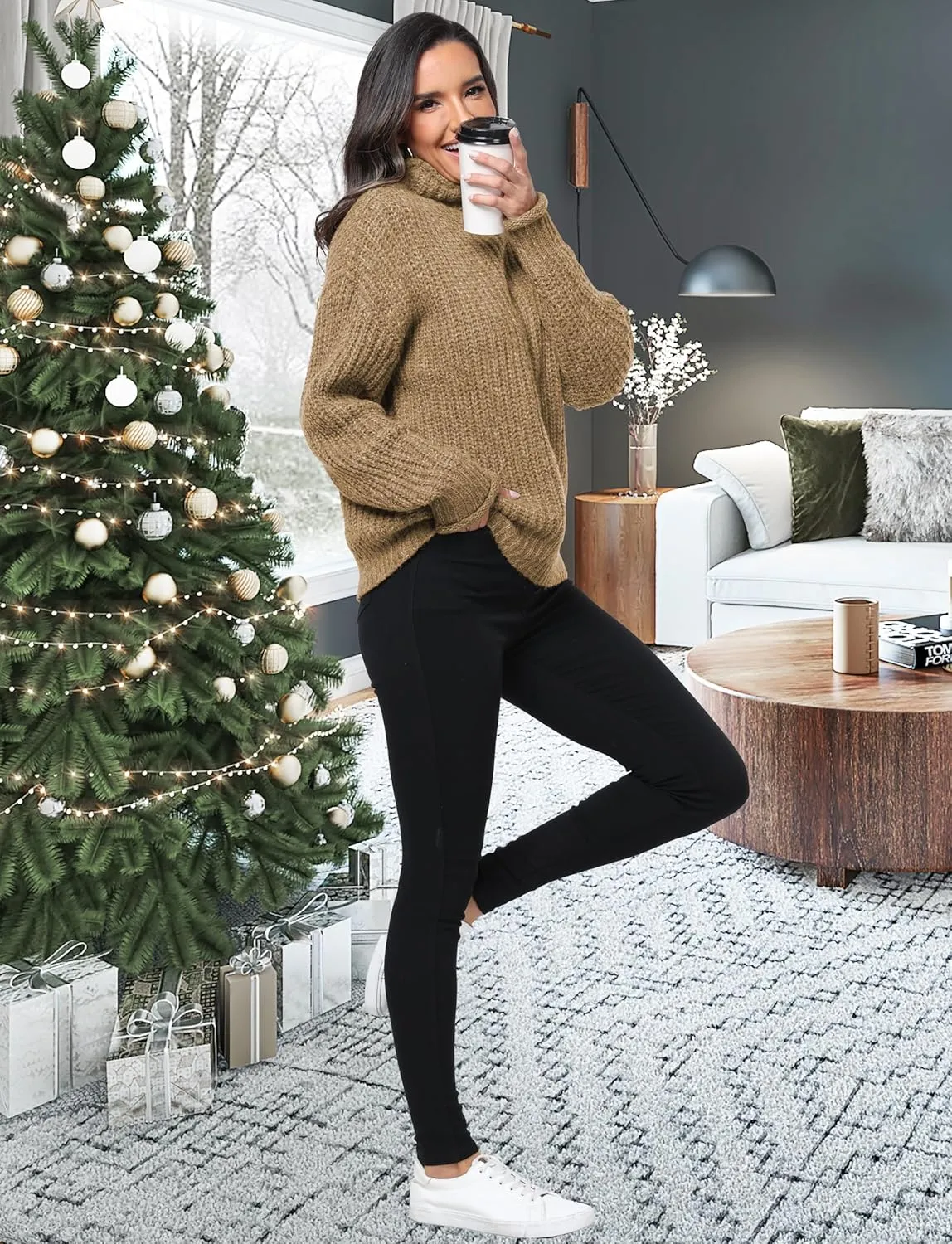 Famulily Women's Pullover Sweaters Long Sleeve Turtleneck Sweater Casual Oversized Knitted Tops 2023 Fall Winter Clothes