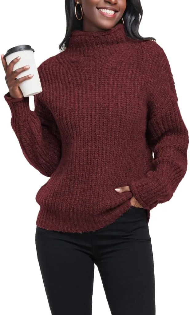 Famulily Women's Pullover Sweaters Long Sleeve Turtleneck Sweater Casual Oversized Knitted Tops 2023 Fall Winter Clothes