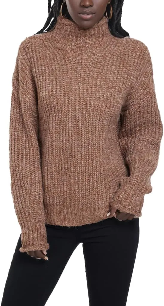Famulily Women's Pullover Sweaters Long Sleeve Turtleneck Sweater Casual Oversized Knitted Tops 2023 Fall Winter Clothes