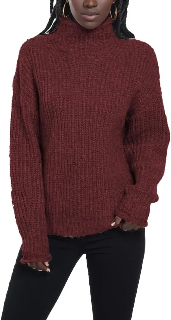 Famulily Women's Pullover Sweaters Long Sleeve Turtleneck Sweater Casual Oversized Knitted Tops 2023 Fall Winter Clothes