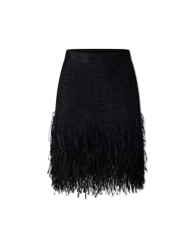 Fringe-Trimmed High Waisted Skirt