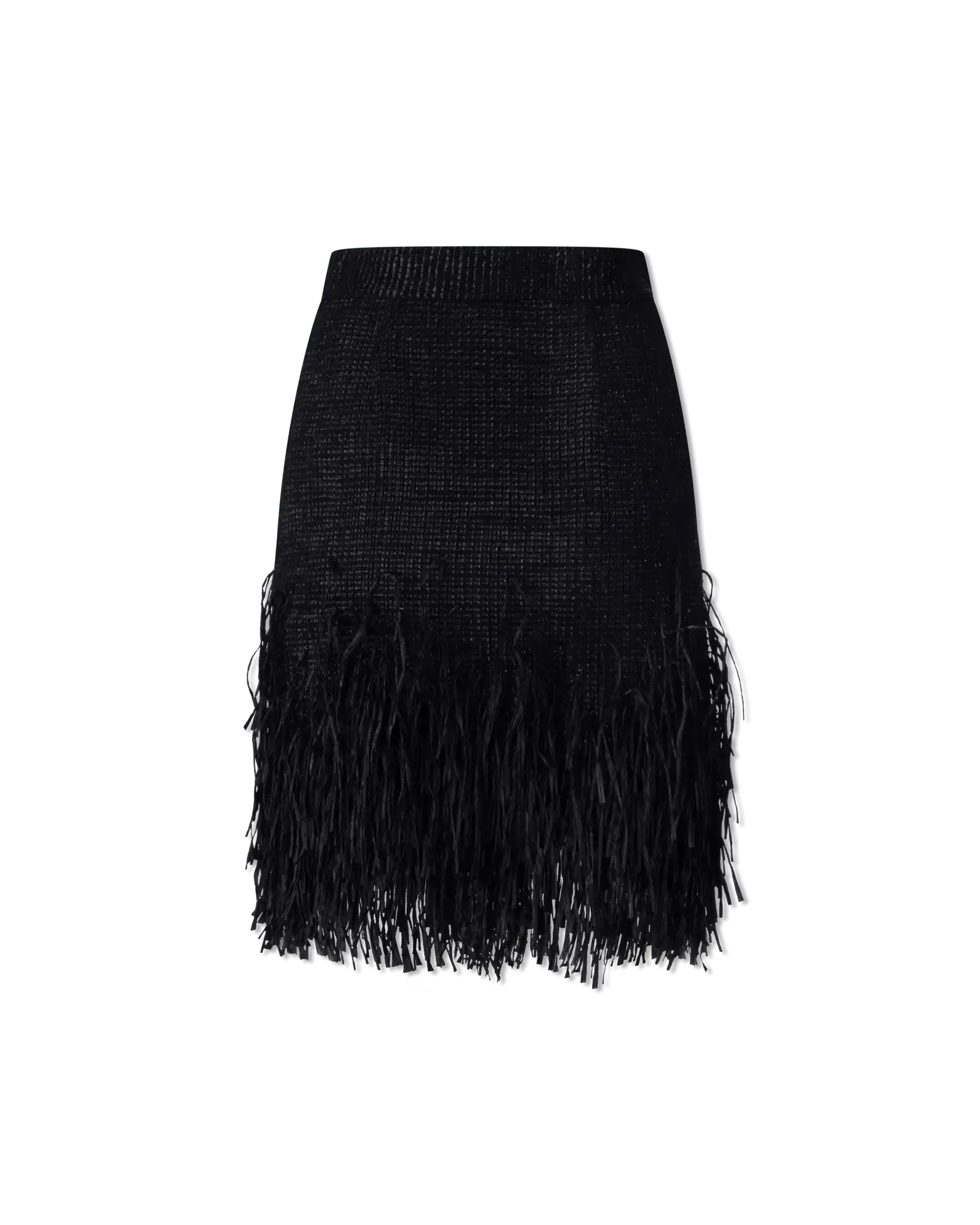 Fringe-Trimmed High Waisted Skirt