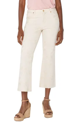 Hannah Crop Flare with Fray Hem & Embroidered Flowers