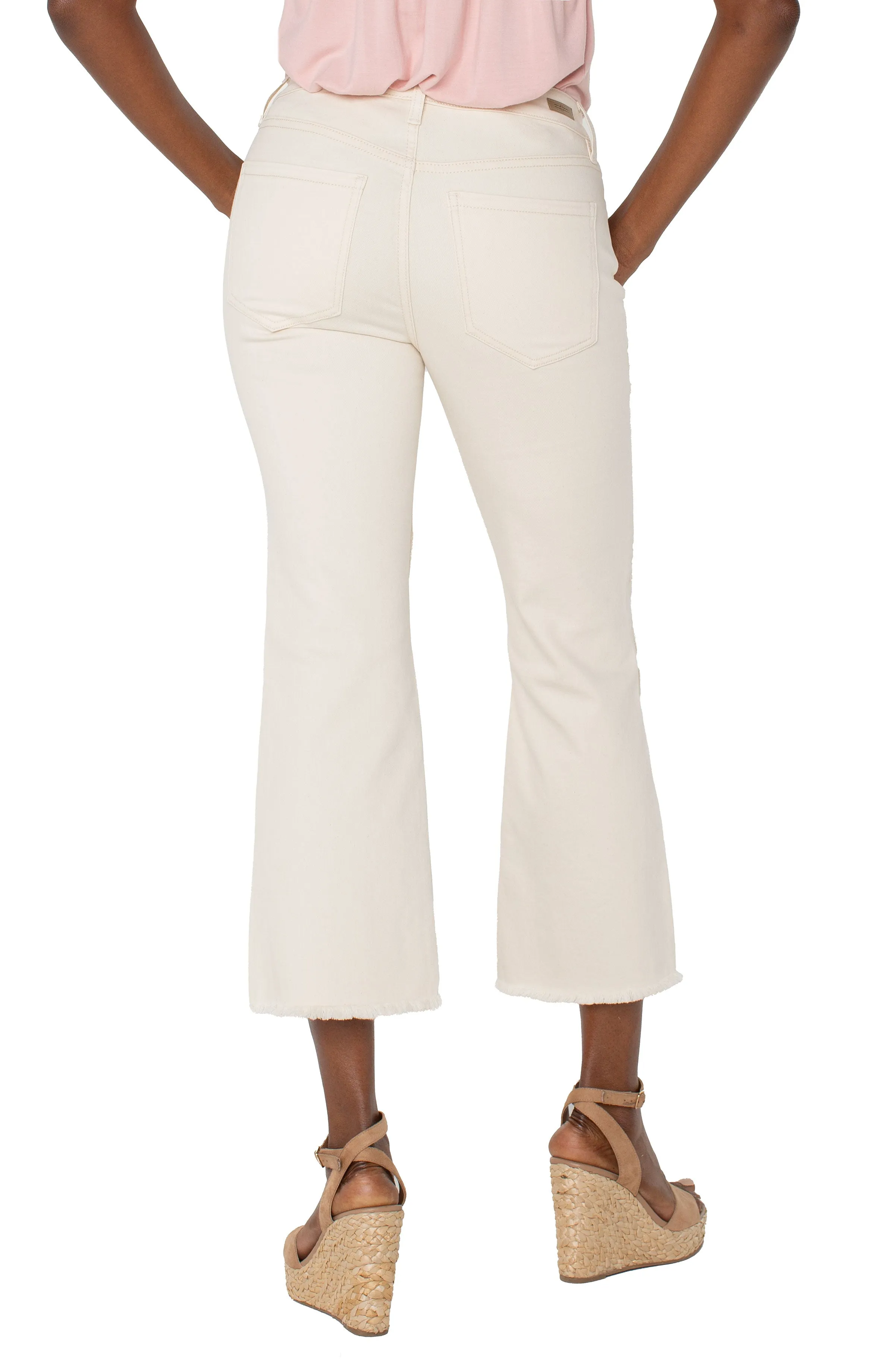 Hannah Crop Flare with Fray Hem & Embroidered Flowers
