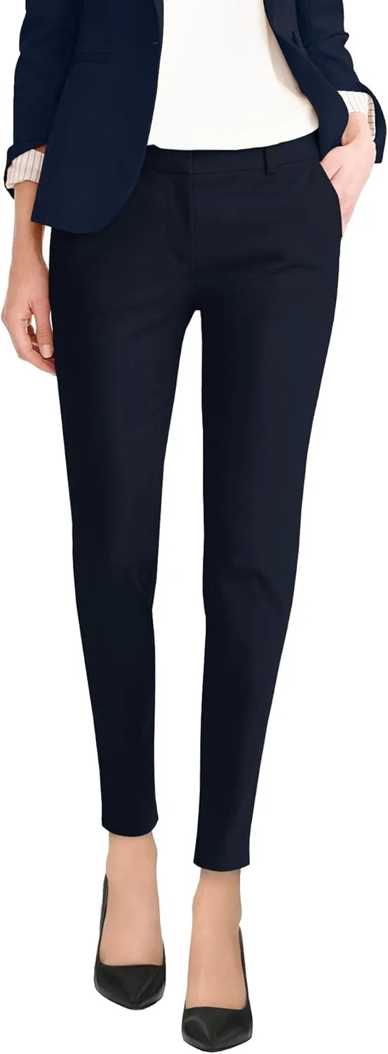 Hybrid & Company Womens Super Comfy Flat Front Stretch Trousers Chino Pants