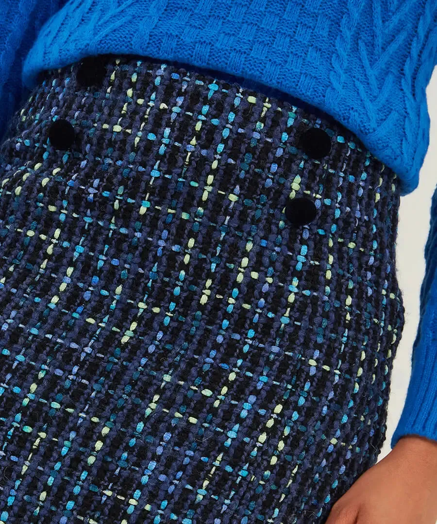 Joe Browns 14 Blue Tiah Tweed Skirt