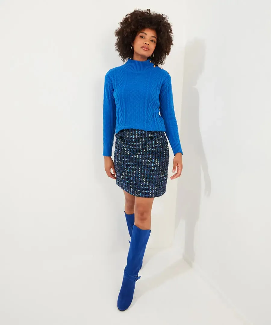 Joe Browns 14 Blue Tiah Tweed Skirt