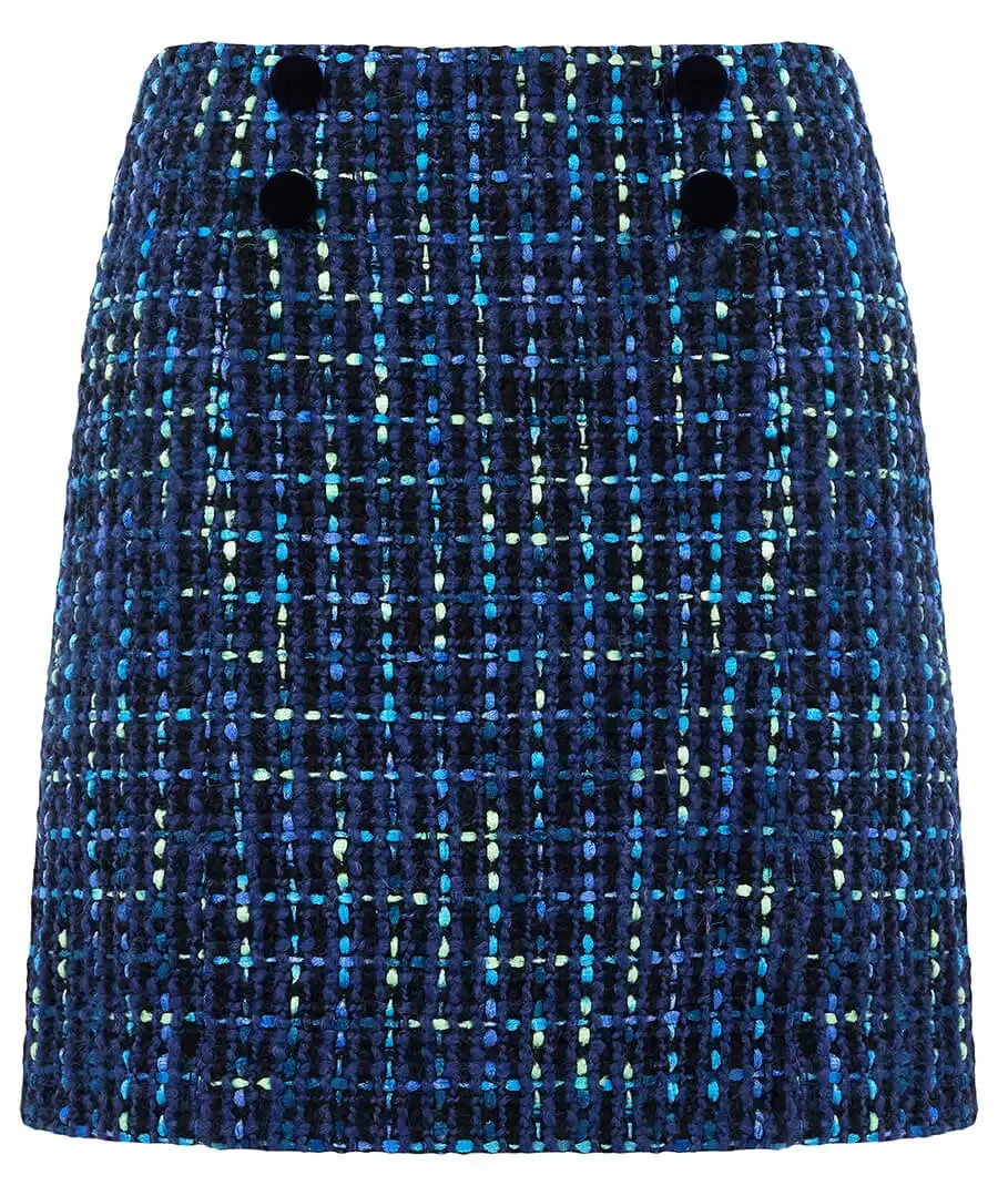 Joe Browns 14 Blue Tiah Tweed Skirt