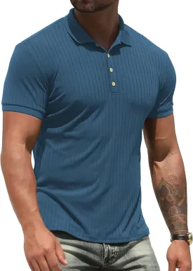 NITAGUT Men's Polo Shirts Shorts& Long Sleeve Casual Slim Fit Workout Shirts