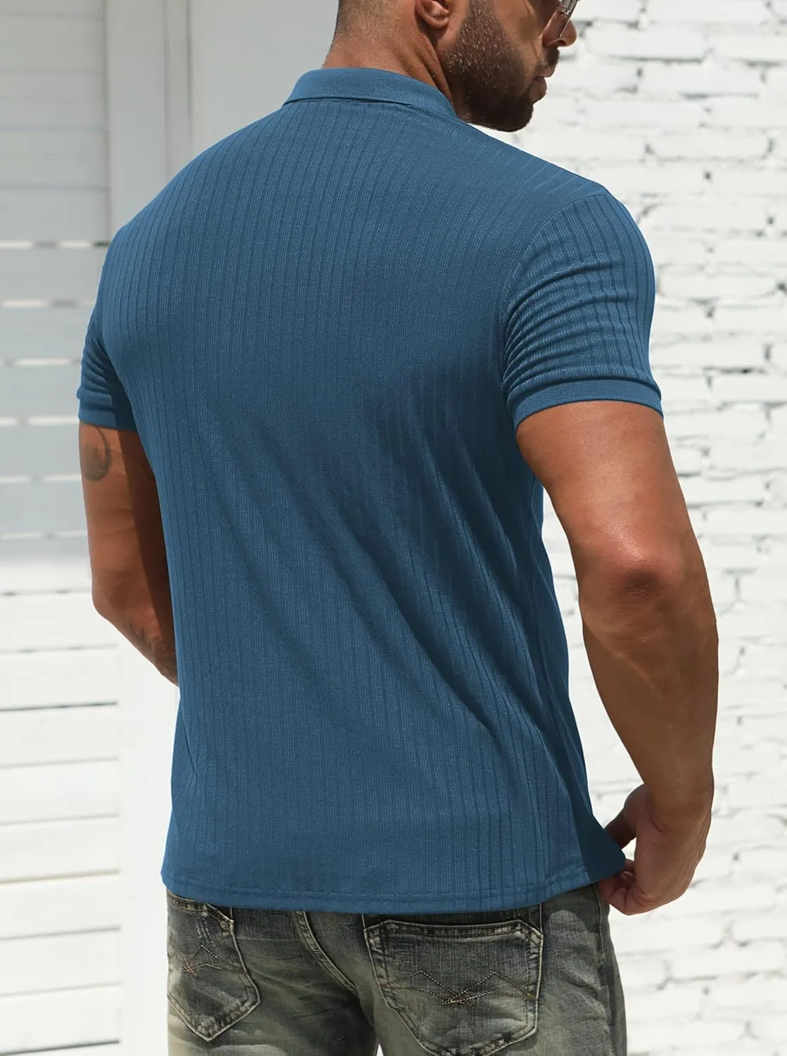 NITAGUT Men's Polo Shirts Shorts& Long Sleeve Casual Slim Fit Workout Shirts