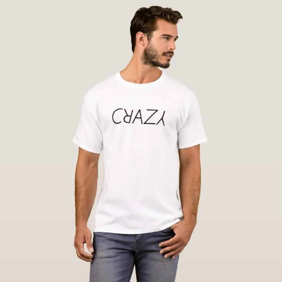 Nutcase Designer Round Neck Men's T-Shirt Wrinkle-Free Poly Cotton Tees - Crazy