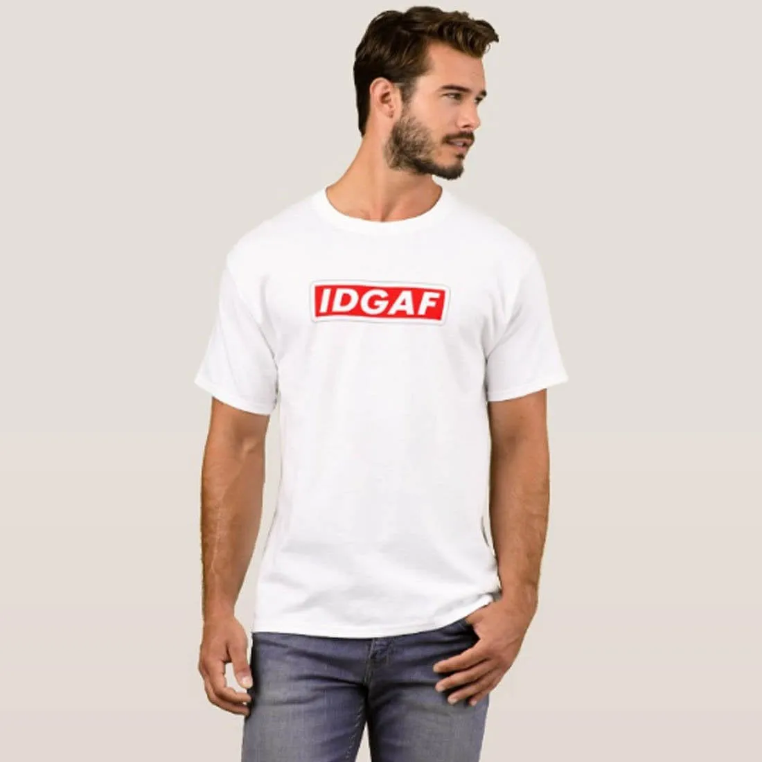 Nutcase Designer Round Neck Men's T-Shirt Wrinkle-Free Poly Cotton Tees - IDGAF