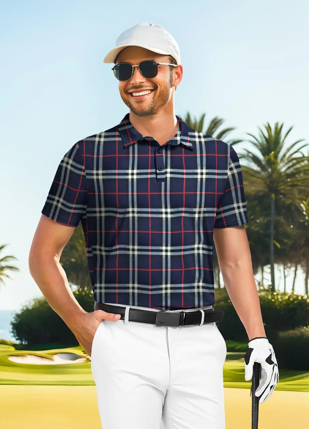 PEGENO Mens Polo Shirts Short Sleeve Golf Shirts Moisture Wicking Athletic Casual Polo Shirts