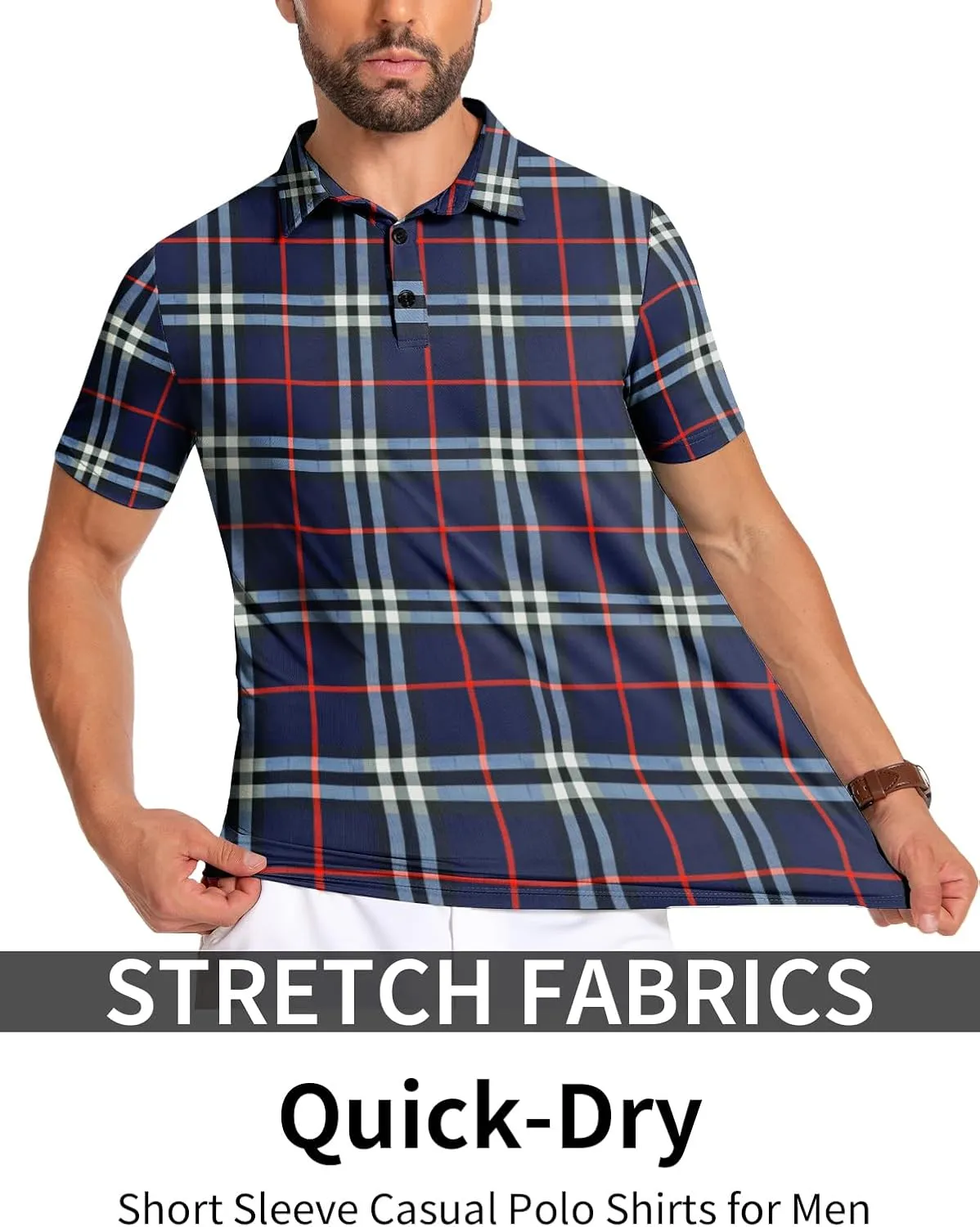 PEGENO Mens Polo Shirts Short Sleeve Golf Shirts Moisture Wicking Athletic Casual Polo Shirts