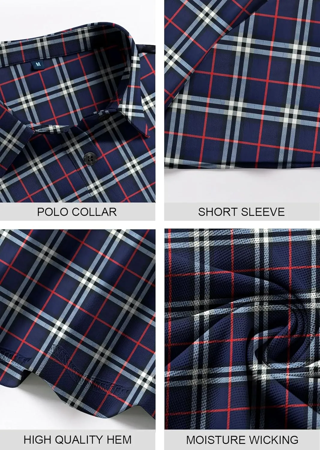 PEGENO Mens Polo Shirts Short Sleeve Golf Shirts Moisture Wicking Athletic Casual Polo Shirts