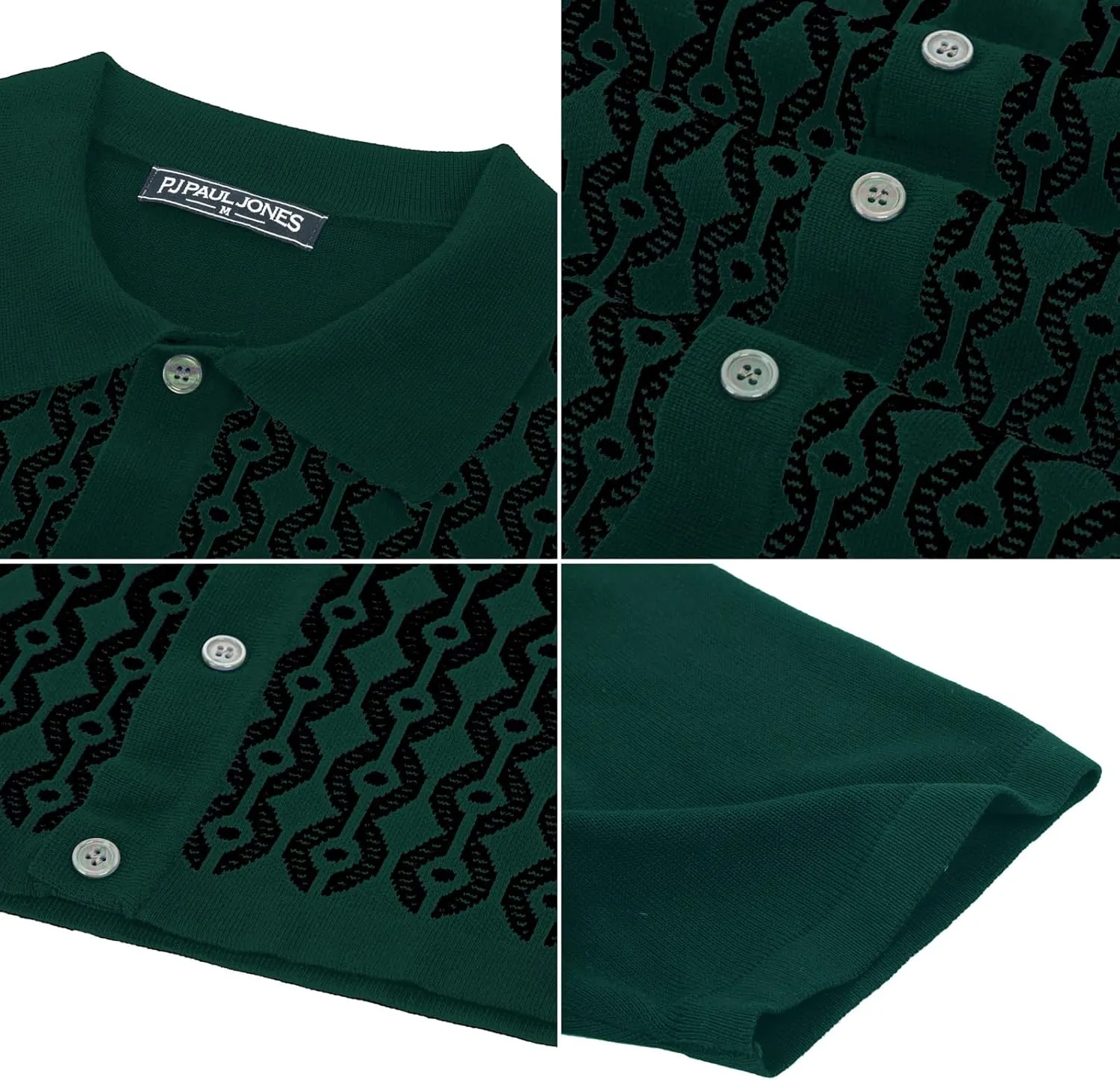 PJ PAUL JONES Men's Contrast 70s Vintage Polo Shirts Short Sleeve Knitwear