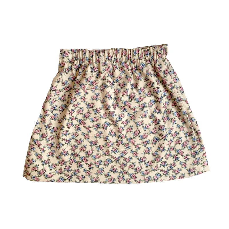 Shorties Floral Skirt - Beige With Pink Flowers