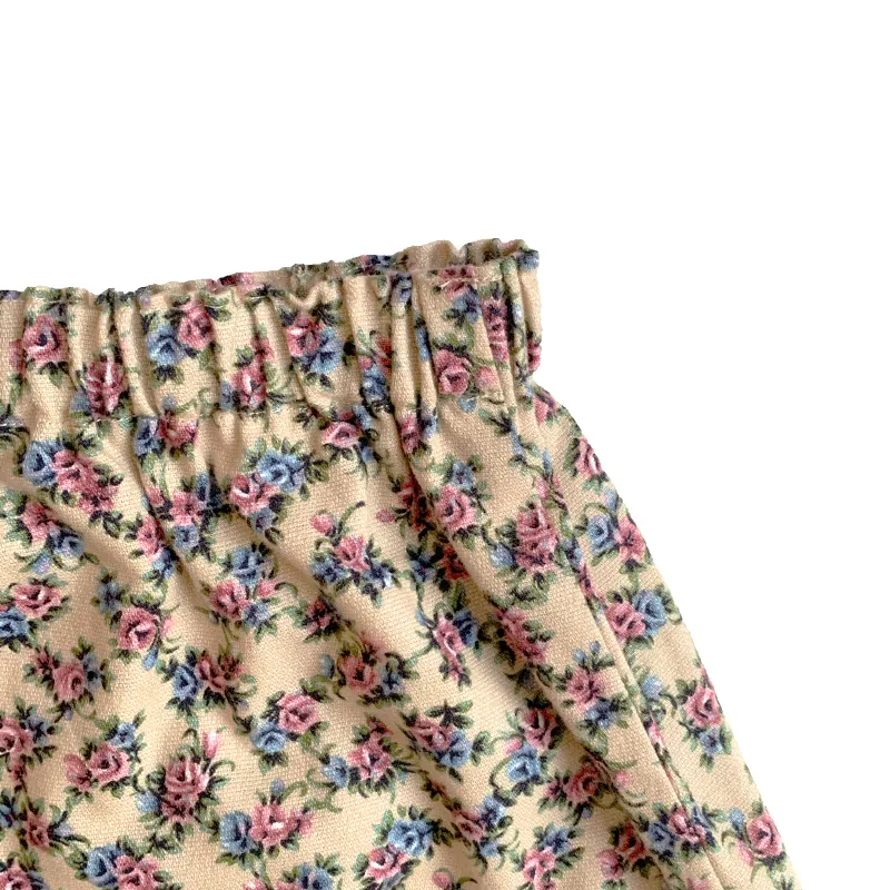Shorties Floral Skirt - Beige With Pink Flowers