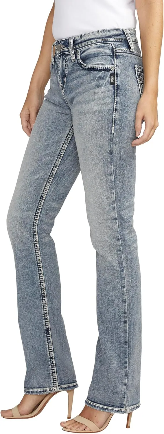 Silver Jeans Co. Women's Suki Mid Rise Curvy Fit Slim Bootcut Jeans - Legacy