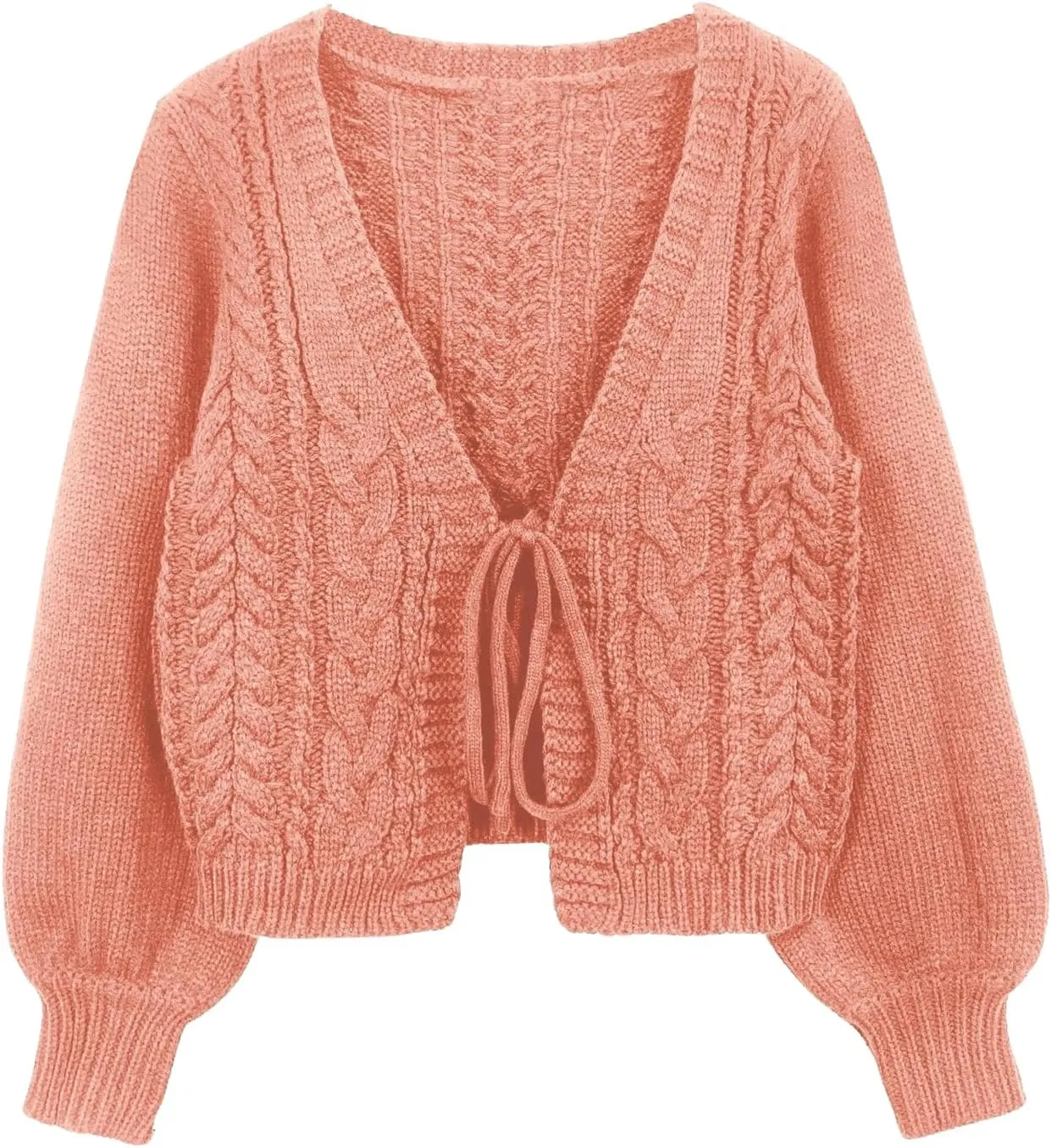 SOLY HUX Women's Tie Front Cardigan Sweaters Long Sleeve Bow Sweater Fall Winter Trendy Outerwear Tops