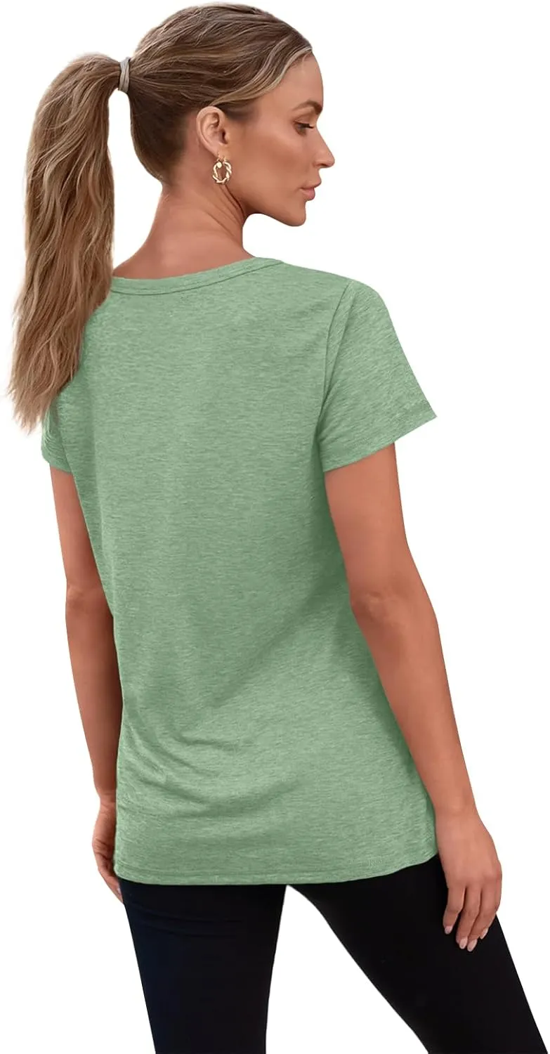 SUNBS 3 Pack Womens V Neck T Shirts Short Sleeve Tees Lightweight Summer Tops with Pocket