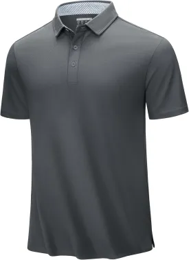 TACVASEN Men's Polo Shirts Short Sleeve Casual Cotton Pique 3 Buttons T-Shirts Classic Fit Golf Polo Shirts