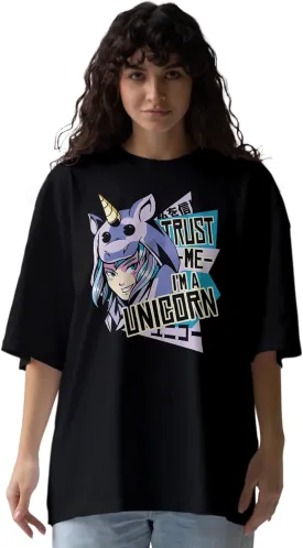 Unicorn Trendy Oversized T-Shirts for Women, Cotton T-Shirts, Perfect for Casual Wear & Gifting | WB.6.13