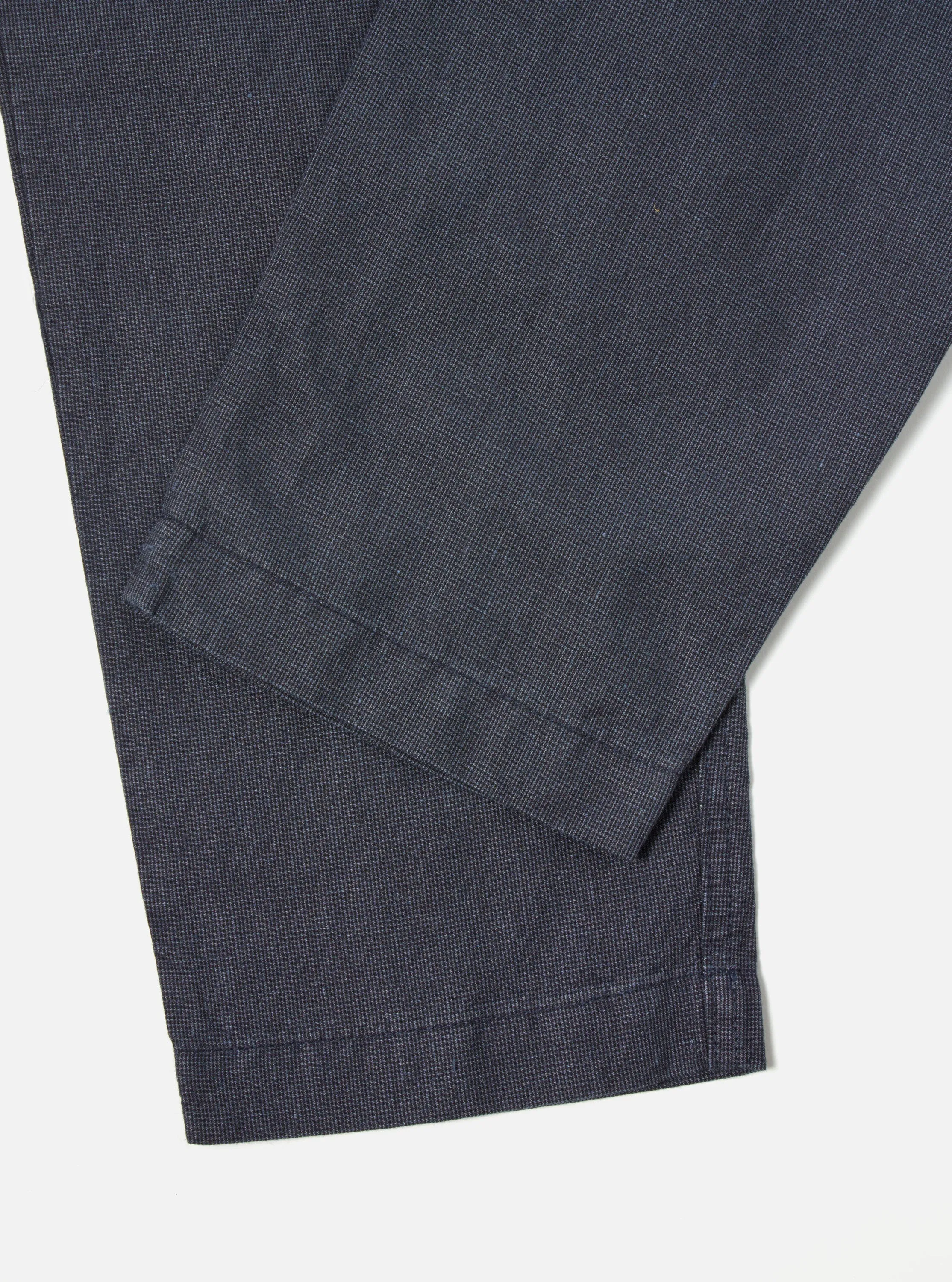 Universal Works Military Chino In Navy Linen Mix Puppytooth
