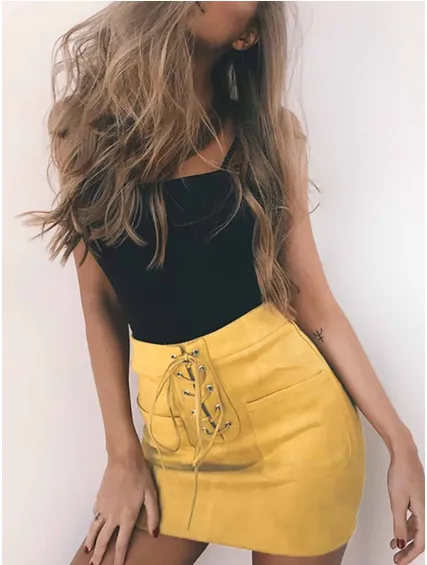 VenusFox fashion Casual Pleated Bodycon Mini Skirt