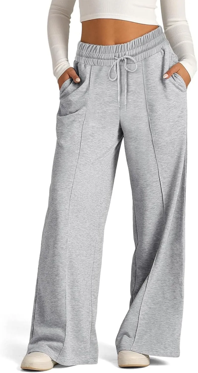 Wide Leg Sweatpants for Women Causal Drawstring High Waist Baggy Straight Trousers High Waist Yoga Palazzo Pants