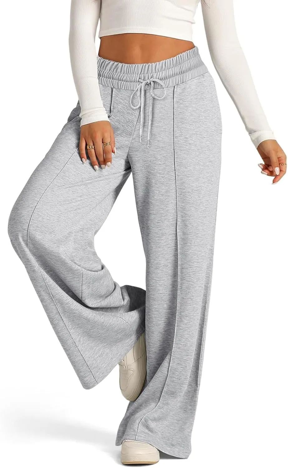 Wide Leg Sweatpants for Women Causal Drawstring High Waist Baggy Straight Trousers High Waist Yoga Palazzo Pants