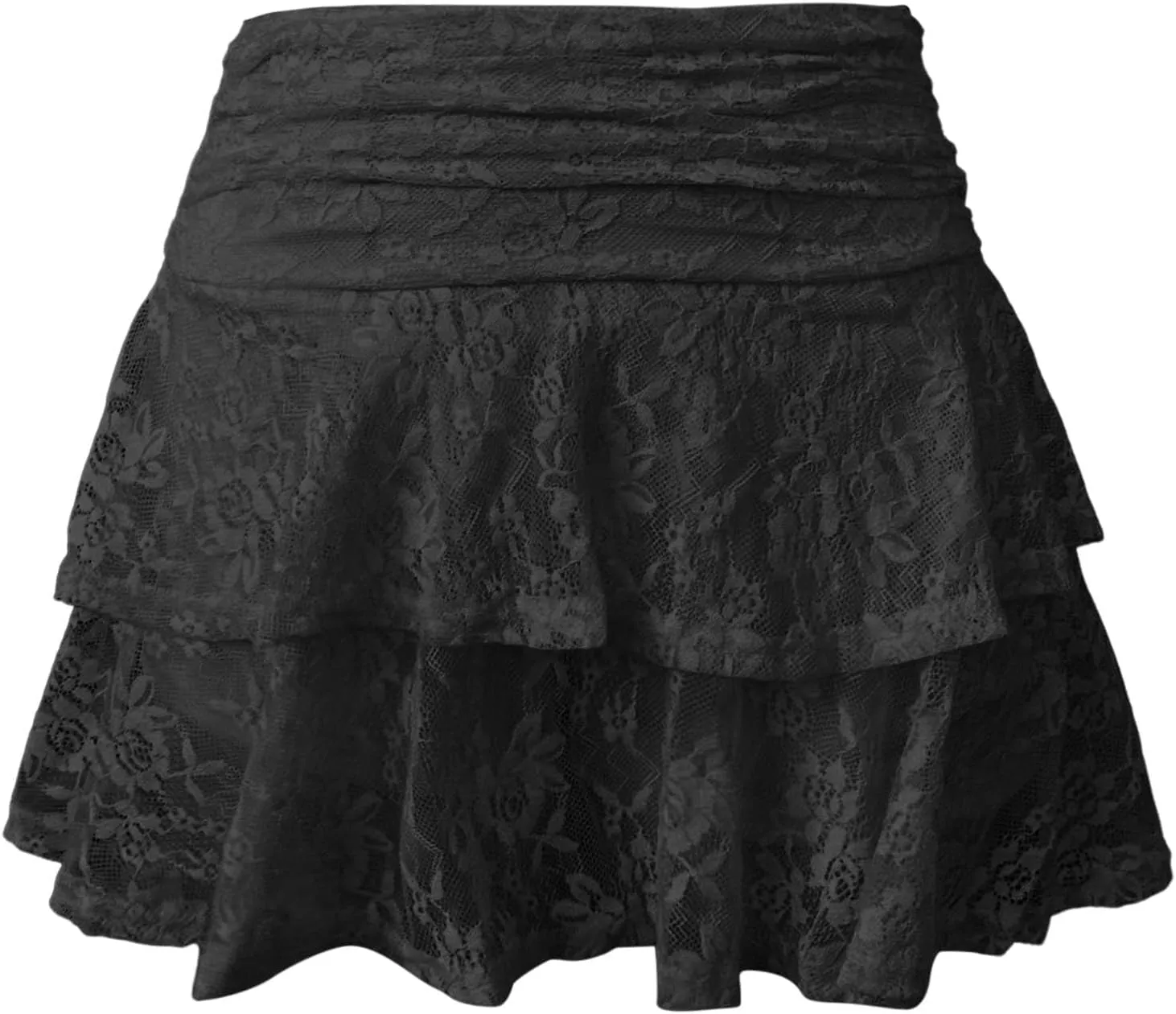 Women Flowy Shorts Skirts High Waist Ruffle Tiered Lace Mini Skirt Summer Cute Layered Casual Beach Travel Outfits
