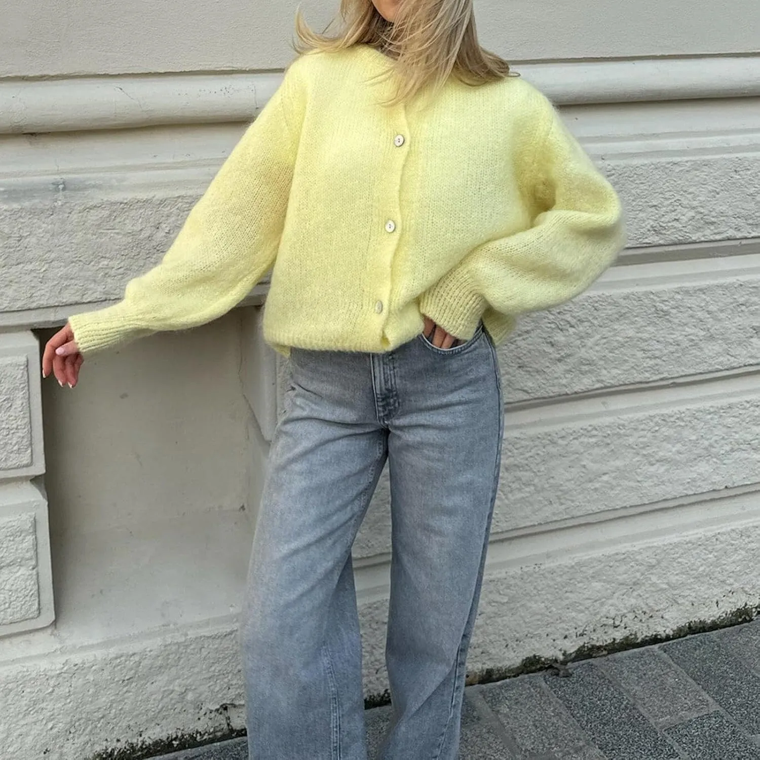 Women Y2k Button up Sweater Casual Lightweight Solid Color Knit Cardigan Cute Long Sleeve Crop Cardigan Fall Knitwear