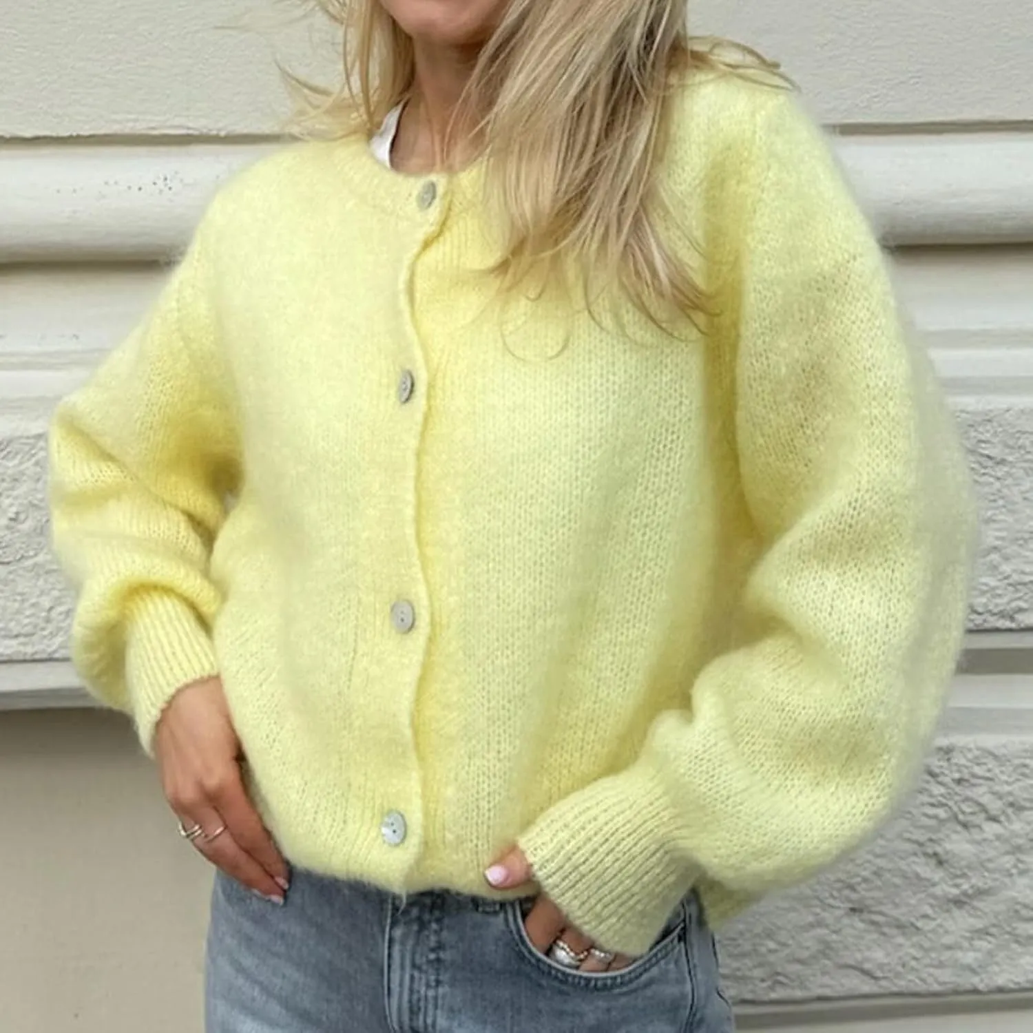 Women Y2k Button up Sweater Casual Lightweight Solid Color Knit Cardigan Cute Long Sleeve Crop Cardigan Fall Knitwear