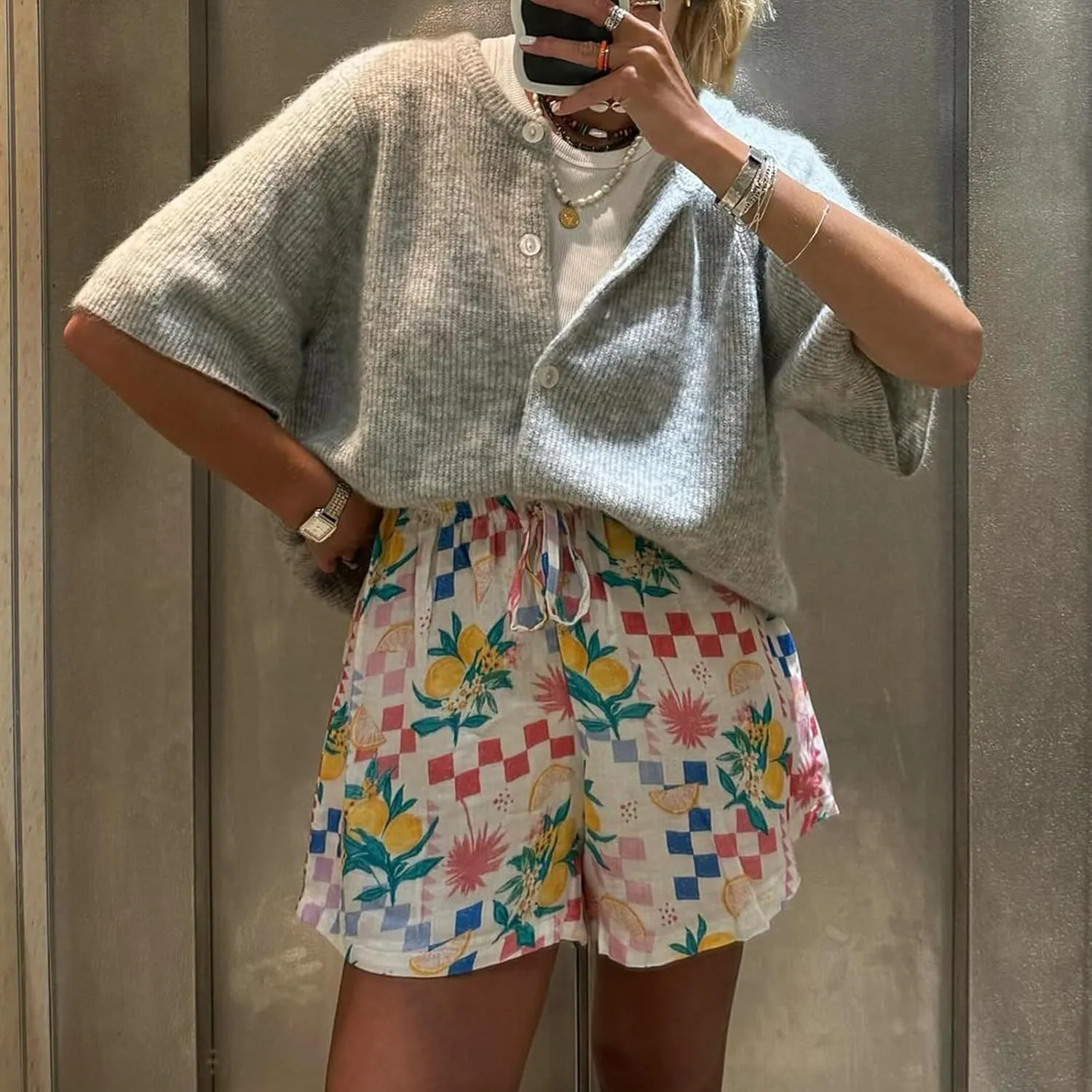Women Y2k Short Sleeve Cardigans Button Down Rib Knitted Crop Sweater Shirt Cute Knitwear Top Coquette Clothes