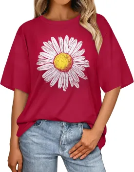 Womens Oversized T Shirts Loose Fit Graphic Tees Summer Casual Short Sleeve Tops